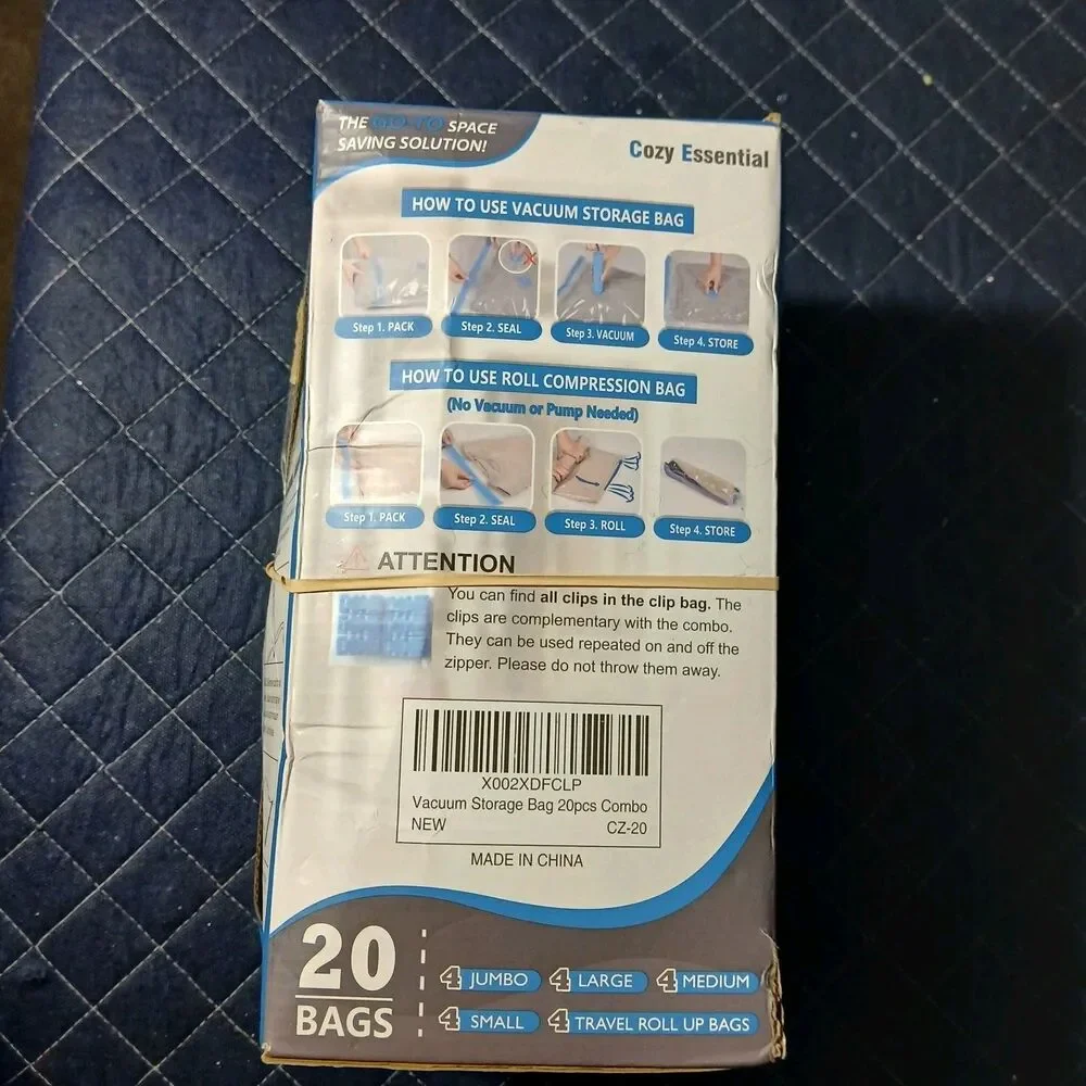 Vacuum Storage Bags for Travel, 20 Pack Compression Bags with Hand Pump New